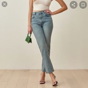 Reformation Liza Ultra High Raise Straight Jeans in Aden wash